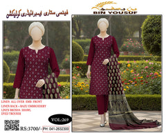 4 Session Linen Embroidered 3 Piece